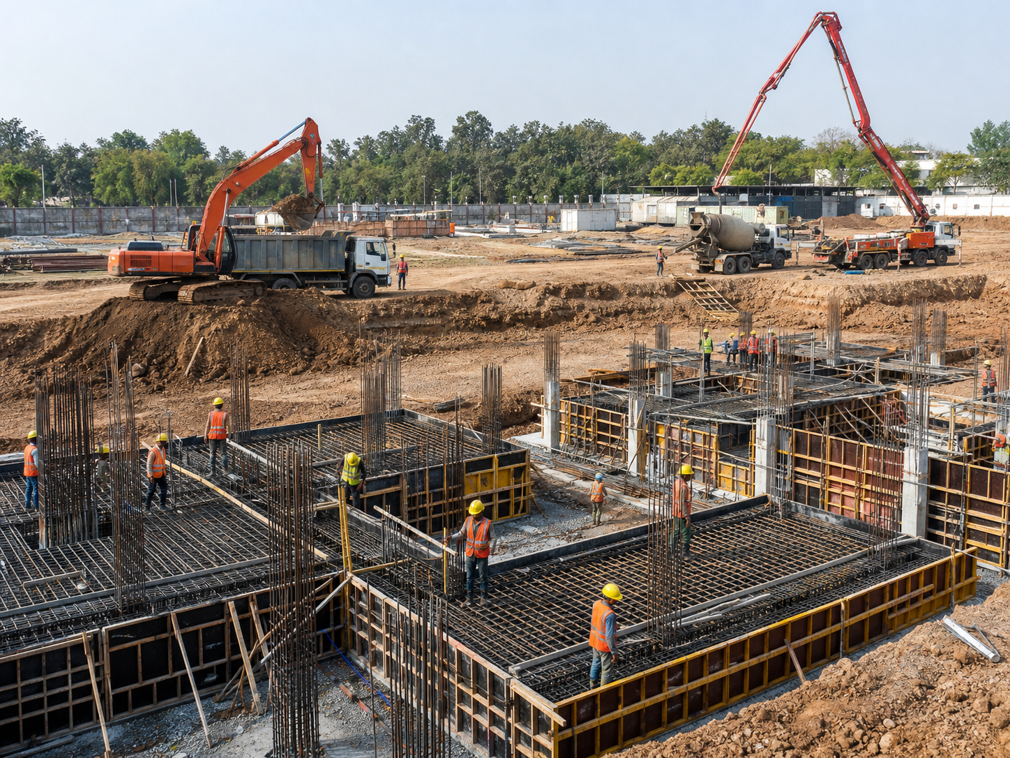 Civil foundation project with machinery and foundation works